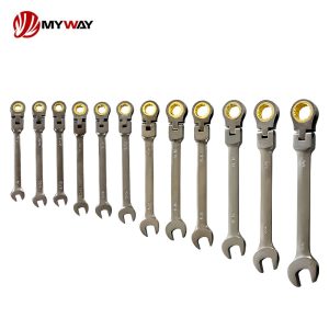 Nickel Coating Flexible Ratcheting Combination Wrench Set